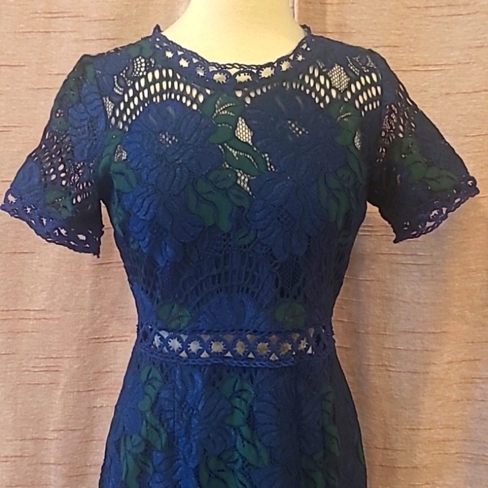 Soieblu blue and green midi dress szL